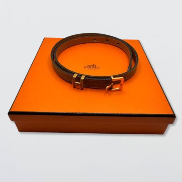 Hermès Pop H 15 Leather Belt Veau Epsom Gold-Plated Buckle 2S Sesame Unisex 70cm - Picture 11 of 16